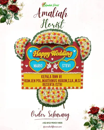 Karangan Papan Bunga Pernikahan di Delod Peken